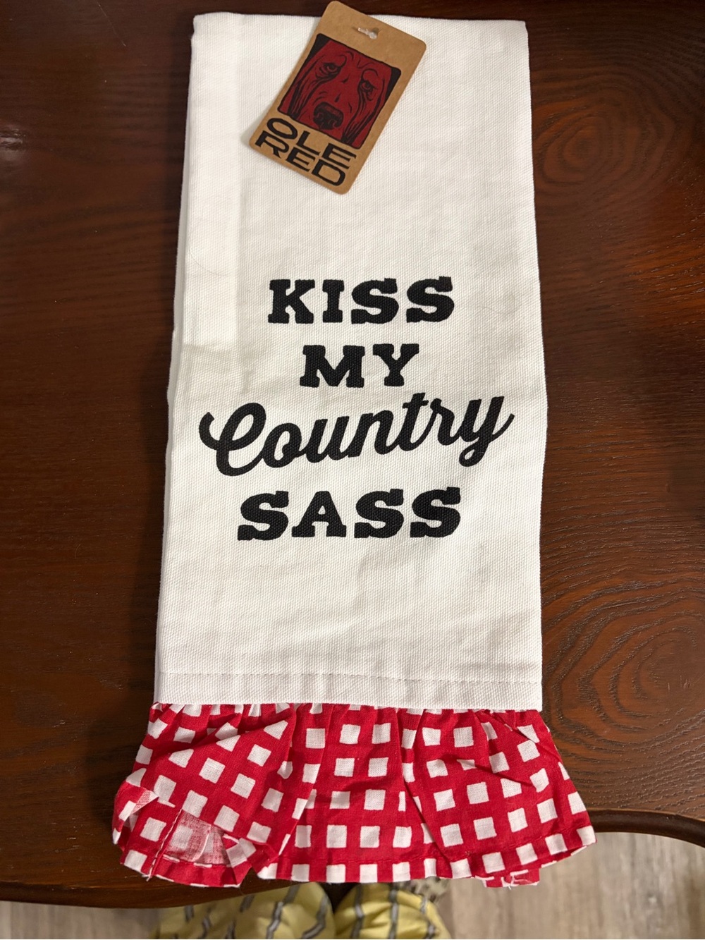 Olé Red 'Kiss My Country Sass' Kitchen Towel - White & Red